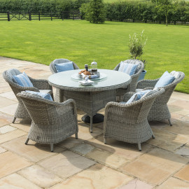 Oxford 6 Seat Round Ice Bucket Dining Set with Heritage Chairs Lazy Susan