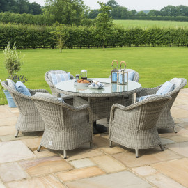 Oxford 6 Seat Round Ice Bucket Dining Set with Heritage Chairs Lazy Susan