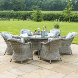 Oxford 6 Seat Round Ice Bucket Dining Set with Heritage Chairs Lazy Susan