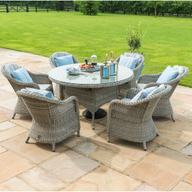 Oxford 6 Seat Round Ice Bucket Dining Set with Heritage Chairs Lazy Susan