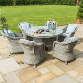 Oxford 6 Seat Round Ice Bucket Dining Set with Heritage Chairs Lazy Susan