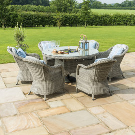 Oxford 6 Seat Round Ice Bucket Dining Set with Heritage Chairs Lazy Susan