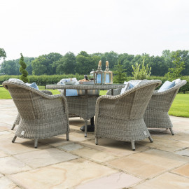 Oxford 6 Seat Round Ice Bucket Dining Set with Heritage Chairs Lazy Susan