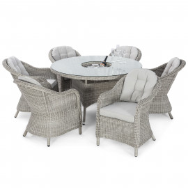 Oxford 6 Seat Round Ice Bucket Dining Set with Heritage Chairs Lazy Susan