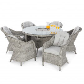 Oxford 6 Seat Round Ice Bucket Dining Set with Heritage Chairs Lazy Susan