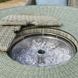 Oxford 6 Seat Round Ice Bucket Dining Set with Heritage Chairs Lazy Susan