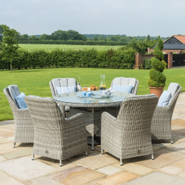 Oxford 6 Seat Round Ice Bucket Dining Set with Venice Chairs Lazy Susan