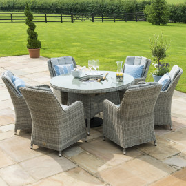 Oxford 6 Seat Round Ice Bucket Dining Set with Venice Chairs Lazy Susan