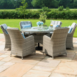 Oxford 6 Seat Round Ice Bucket Dining Set with Venice Chairs Lazy Susan