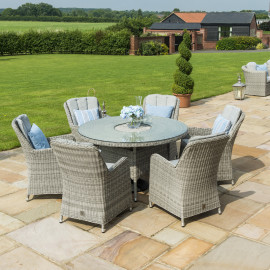 Oxford 6 Seat Round Ice Bucket Dining Set with Venice Chairs Lazy Susan