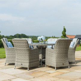 Oxford 6 Seat Round Ice Bucket Dining Set with Venice Chairs Lazy Susan