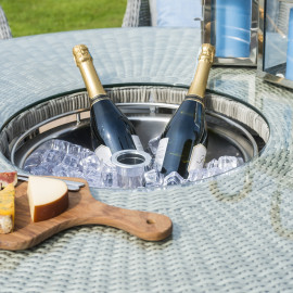 Oxford 6 Seat Round Ice Bucket Dining Set with Venice Chairs Lazy Susan