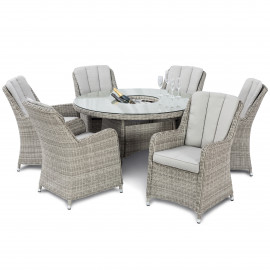Oxford 6 Seat Round Ice Bucket Dining Set with Venice Chairs Lazy Susan