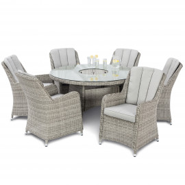 Oxford 6 Seat Round Ice Bucket Dining Set with Venice Chairs Lazy Susan