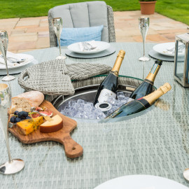 Oxford 6 Seat Round Ice Bucket Dining Set with Venice Chairs Lazy Susan