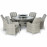 Oxford 6 Seat Round Fire Pit Dining Set with Venice Chairs and Lazy Susan