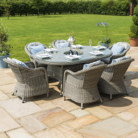 Oxford 6 Seat Oval Ice Bucket Dining Set with Heritage Chairs Lazy Susan