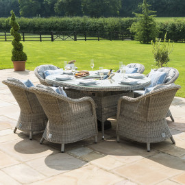 Oxford 6 Seat Oval Ice Bucket Dining Set with Heritage Chairs Lazy Susan