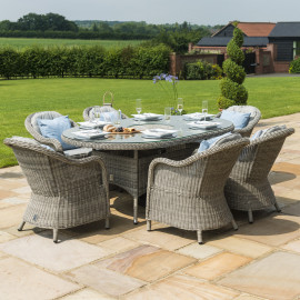 Oxford 6 Seat Oval Ice Bucket Dining Set with Heritage Chairs Lazy Susan