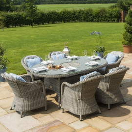 Oxford 6 Seat Oval Ice Bucket Dining Set with Heritage Chairs Lazy Susan