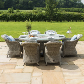 Oxford 6 Seat Oval Ice Bucket Dining Set with Heritage Chairs Lazy Susan