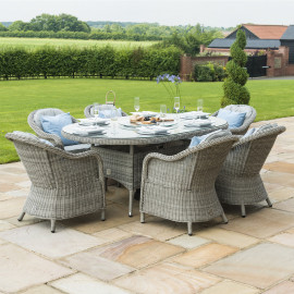 Oxford 6 Seat Oval Ice Bucket Dining Set with Heritage Chairs Lazy Susan
