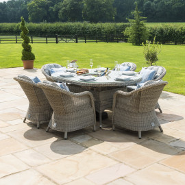 Oxford 6 Seat Oval Ice Bucket Dining Set with Heritage Chairs Lazy Susan