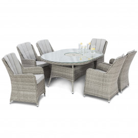 Oxford 6 Seat Oval Ice Bucket Dining Set with Venice Chairs Lazy Susan