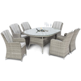 Oxford 6 Seat Oval Ice Bucket Dining Set with Venice Chairs Lazy Susan