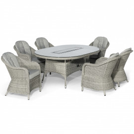 Oxford 6 Seat Oval Fire Pit Dining Set with Heritage Chairs