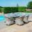 Oxford 6 Seat Oval Fire Pit Dining Set with Heritage Chairs