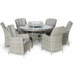 Oxford 6 Seat Oval Fire Pit Dining Set with Venice Chairs