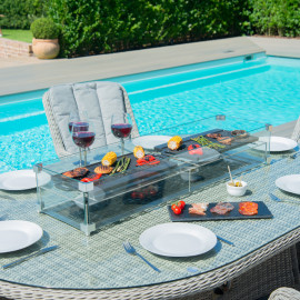 Oxford 6 Seat Oval Fire Pit Dining Set with Venice Chairs