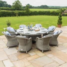 Oxford 8 Seat Round Ice Bucket Dining Set with Heritage Chairs Lazy Susan
