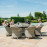 Oxford 8 Seat Round Fire Pit Dining Set with Heritage Chairs and Lazy Susan