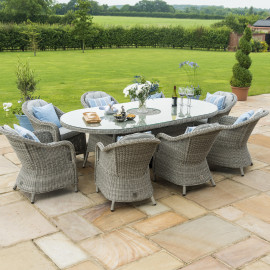 Oxford 8 Seat Oval Ice Bucket Dining Set with Heritage Chairs Lazy Susan