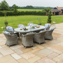 Oxford 8 Seat Oval Ice Bucket Dining Set with Heritage Chairs Lazy Susan