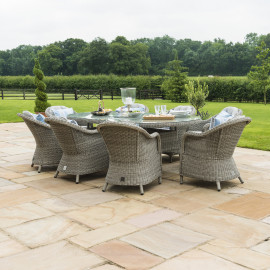 Oxford 8 Seat Oval Ice Bucket Dining Set with Heritage Chairs Lazy Susan