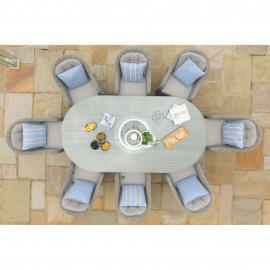 Oxford 8 Seat Oval Ice Bucket Dining Set with Heritage Chairs Lazy Susan