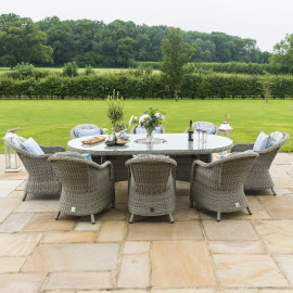 Oxford 8 Seat Oval Ice Bucket Dining Set with Heritage Chairs Lazy Susan