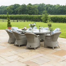 Oxford 8 Seat Oval Ice Bucket Dining Set with Heritage Chairs Lazy Susan