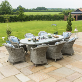 Oxford 8 Seat Oval Ice Bucket Dining Set with Heritage Chairs Lazy Susan