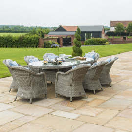 Oxford 8 Seat Oval Ice Bucket Dining Set with Heritage Chairs Lazy Susan