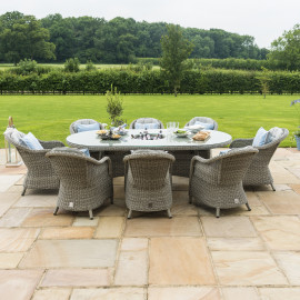 Oxford 8 Seat Oval Ice Bucket Dining Set with Heritage Chairs Lazy Susan