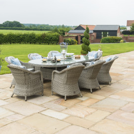 Oxford 8 Seat Oval Ice Bucket Dining Set with Heritage Chairs Lazy Susan
