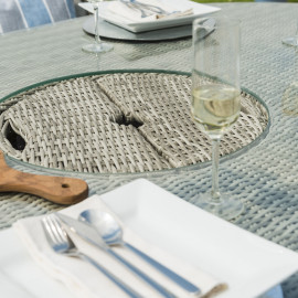 Oxford 8 Seat Oval Ice Bucket Dining Set with Heritage Chairs Lazy Susan