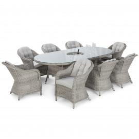 Oxford 8 Seat Oval Ice Bucket Dining Set with Heritage Chairs Lazy Susan
