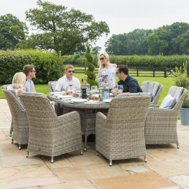 Oxford 8 Seat Oval Ice Bucket Dining Set with Venice Chairs Lazy Susan