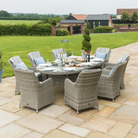 Oxford 8 Seat Oval Ice Bucket Dining Set with Venice Chairs Lazy Susan