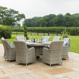 Oxford 8 Seat Oval Ice Bucket Dining Set with Venice Chairs Lazy Susan